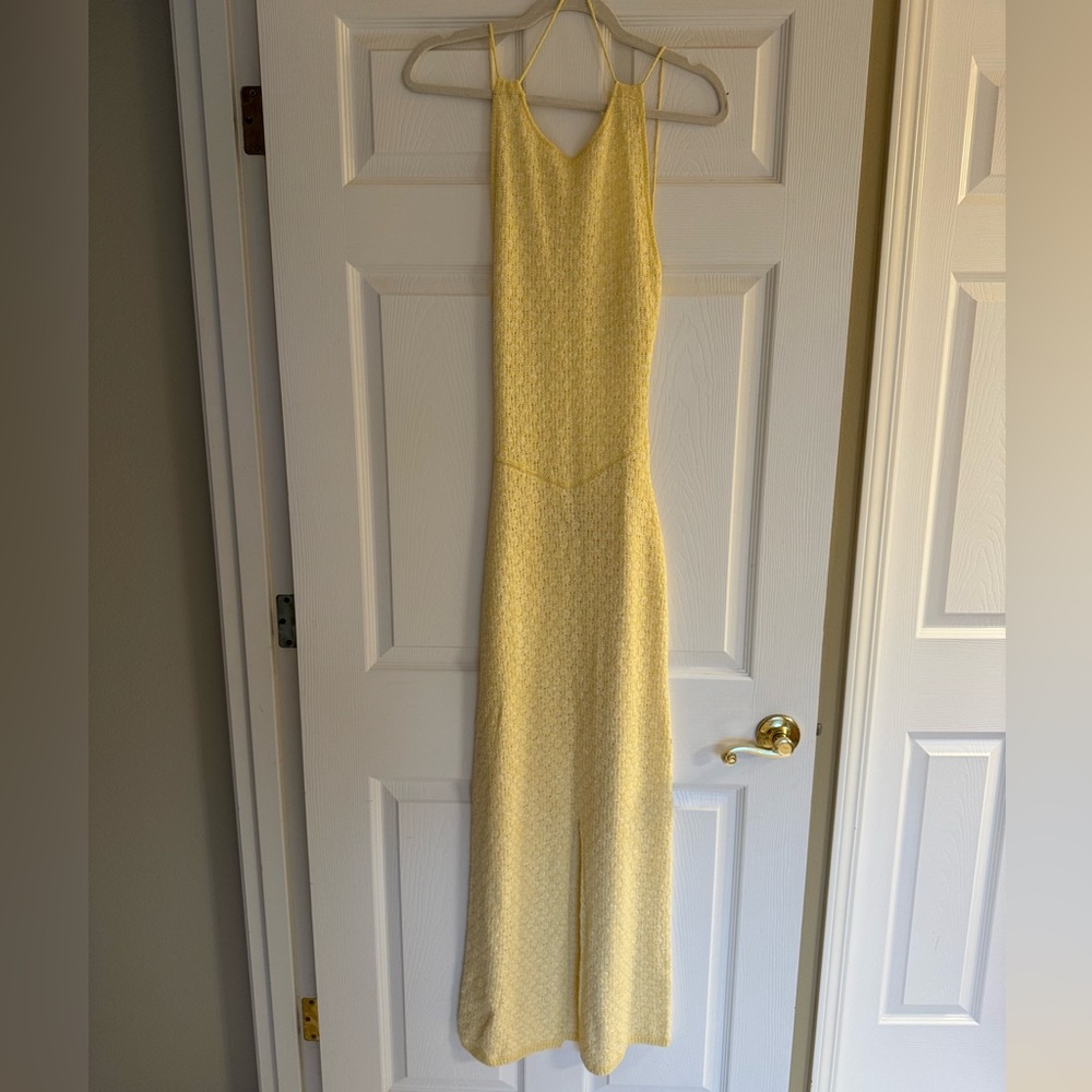 Free People Pale Yellow Spaghetti Strap Maxi Dress